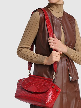 Бордовая сумка MAX MARA: фото 2 - Invogue