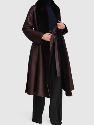 Бордовая дубленка MAX MARA: фото 1 - Invogue