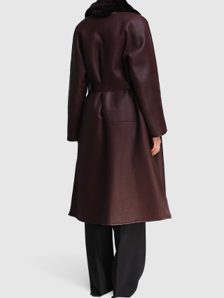 Бордовая дубленка MAX MARA: фото 2 - Invogue