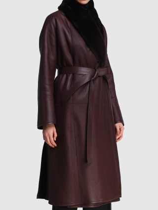 Бордовая дубленка MAX MARA: фото 3 - Invogue