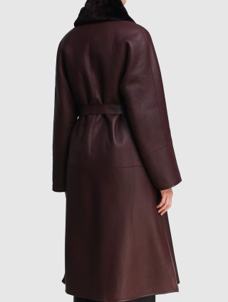 Бордовая дубленка MAX MARA: фото 4 - Invogue