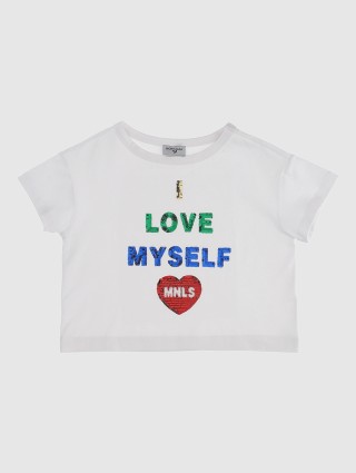 Белая футболка MONNALISA: фото - Invogue