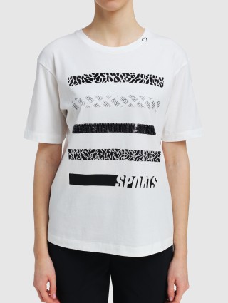 Молочная футболка MARC CAIN: фото 3 - Invogue