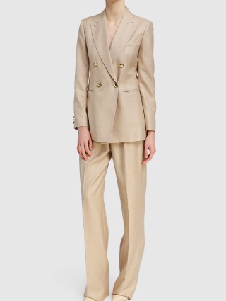 Молочные брюки MAX MARA: фото 1 - Invogue