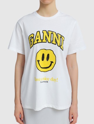 Белая футболка GANNI: фото 2 - Invogue