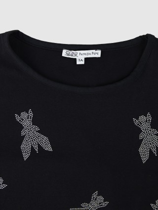 Чёрная футболка PATRIZIA PEPE KIDS: фото 2 - Invogue