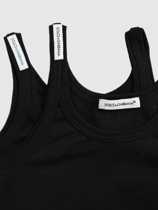 Чёрная майка DOLCE&GABBANA KIDS: фото 2 - Invogue