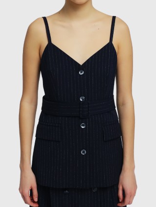 Тёмно-синий топ MARELLA: фото 3 - Invogue