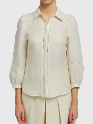 Молочная рубашка WEEKEND MAX MARA: фото 3 - Invogue