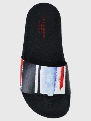 Синие шлепанцы DOLCE&GABBANA KIDS: фото 3 - Invogue