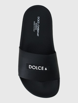Чёрные шлепанцы DOLCE&GABBANA KIDS: фото 3 - Invogue