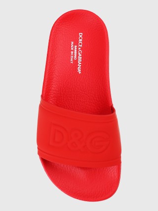 Красные шлепанцы DOLCE&GABBANA KIDS: фото 3 - Invogue
