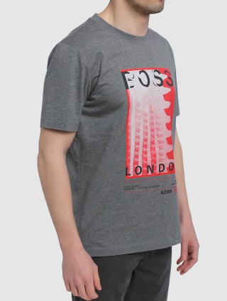 Серая футболка BOSS: фото 3 - Invogue