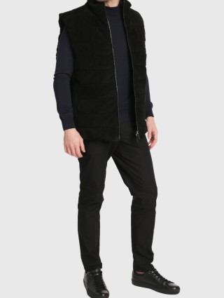 Чёрный жилет кожа BOSS: фото 1 - Invogue