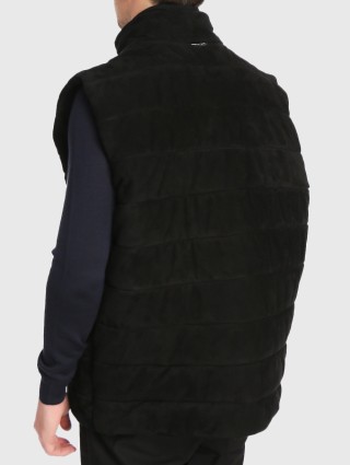 Чёрный жилет кожа BOSS: фото 3 - Invogue