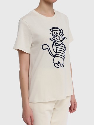 Кремовая футболка WEEKEND MAX MARA: фото 2 - Invogue