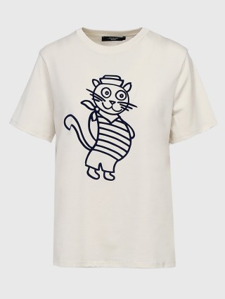 Кремовая футболка WEEKEND MAX MARA: фото - Invogue