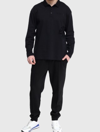 Черное поло BOSS: фото 1 - Invogue