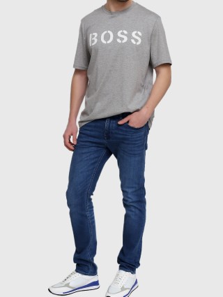 Серебристая футболка BOSS: фото 1 - Invogue