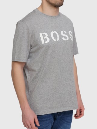 Серебристая футболка BOSS: фото 2 - Invogue