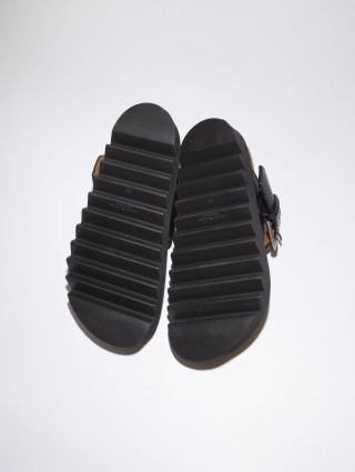 Черные шлепанцы Acne Studios из кожи: фото 2 - Invogue