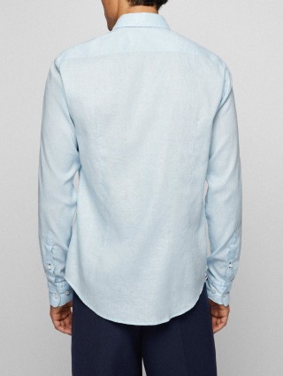 Голубая рубашка BOSS: фото 2 - Invogue