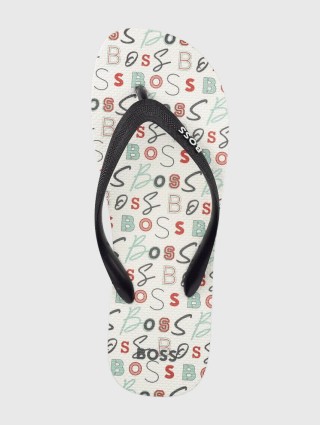 Голубые шлепанцы BOSS: фото 3 - Invogue