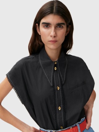 Чорна сорочка GANNI : фото 3 - Invogue