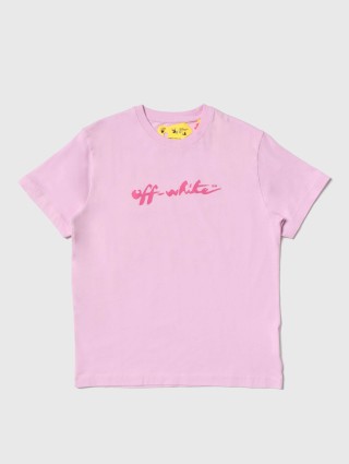 Розовая футболка OFF-WHITE KIDS: фото - Invogue