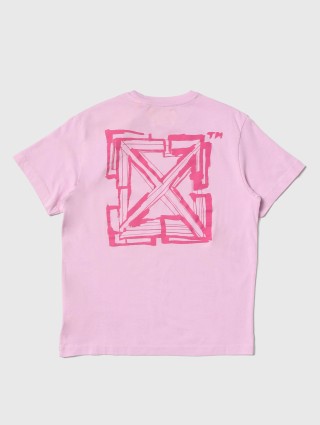 Розовая футболка OFF-WHITE KIDS: фото 1 - Invogue