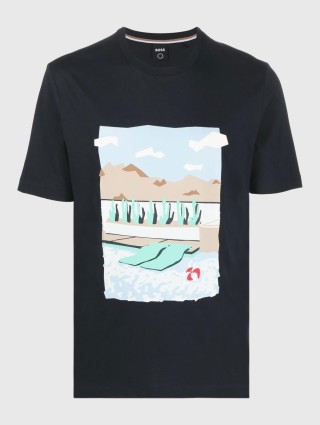 Тёмно-синяя футболка BOSS: фото - Invogue