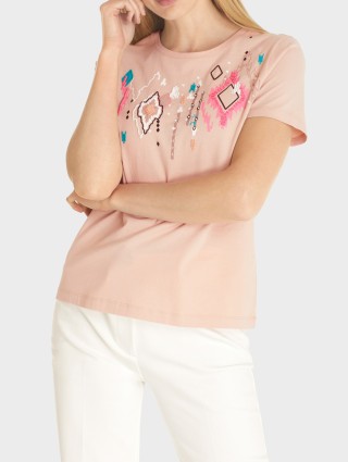 Бежевая футболка MARC CAIN: фото 1 - Invogue