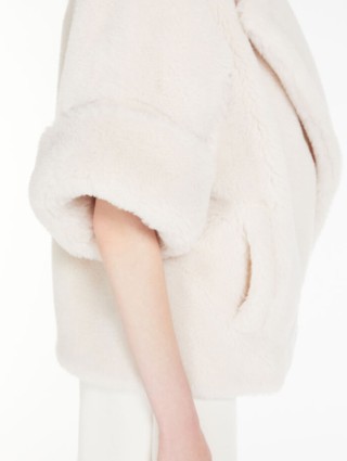 Вкорочене перлинне пальто Teddy Max Mara з бленду альпаки та шовку: фото 3 - Invogue