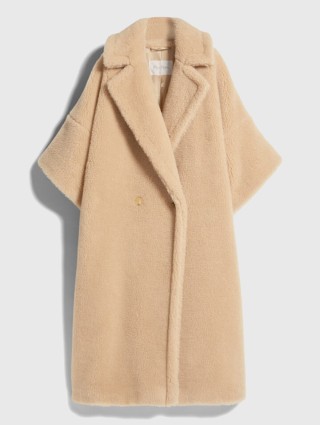 Кремове пальто Teddy oversize Max Mara з бленду альпаки та шовку: фото - Invogue