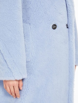 Блакитне пальто Teddy oversize Max Mara з бленду альпаки та шовку: фото 4 - Invogue