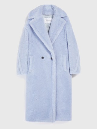 Блакитне пальто Teddy oversize Max Mara з бленду альпаки та шовку: фото - Invogue