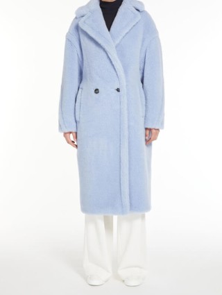 Блакитне пальто Teddy oversize Max Mara з бленду альпаки та шовку: фото 1 - Invogue