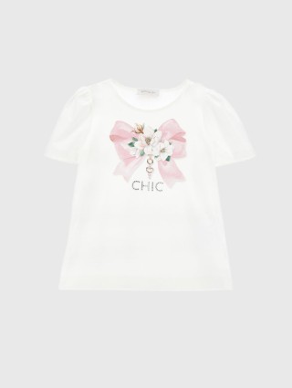 Молочная футболка MONNALISA: фото - Invogue