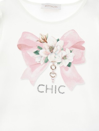 Молочная футболка MONNALISA: фото 2 - Invogue