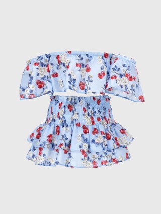 Блакитний топ, спідниця MONNALISA: фото 1 - Invogue