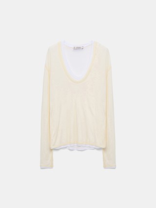 Светло-лимонная блуза Dorothee Schumacher двухслойная: фото - Invogue