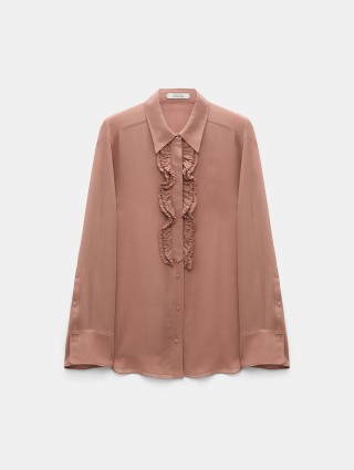 Пудровая блуза DOROTHEE SCHUMACHER из шелкового жоржета: фото - Invogue