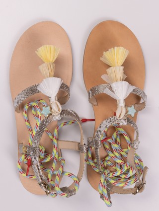 Бежевые босоножки FLORENS: фото 2 - Invogue