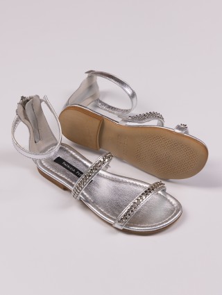 Серебристые босоножки PATRIZIA PEPE KIDS: фото 1 - Invogue