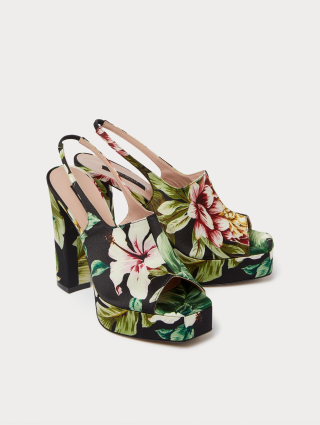 Босоніжки Marina Rinaldi атласні з квітковим візерунком: фото 2 - Invogue