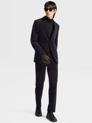 Темно-синие брюки ZEGNA кроя slim: фото 5 - Invogue