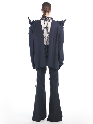 Темно-синие брюки Push Button клеш: фото 3 - Invogue