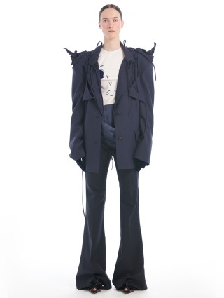 Темно-синие брюки Push Button клеш: фото 1 - Invogue