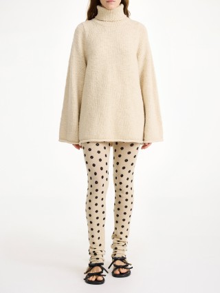 Бежевые леггинсы Malene Birger с цветочками: фото 1 - Invogue