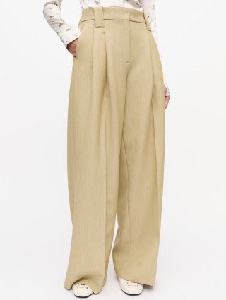 Бежеві брюки Ganni саржеві: фото 2 - Invogue